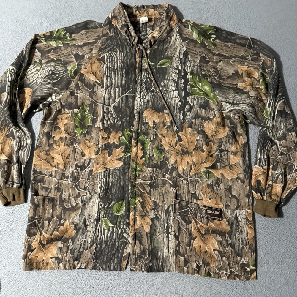 Vintage Trebark By Lynch Mesh Hunting Shirt Jacket L/XL Camo Zip Up Made USA